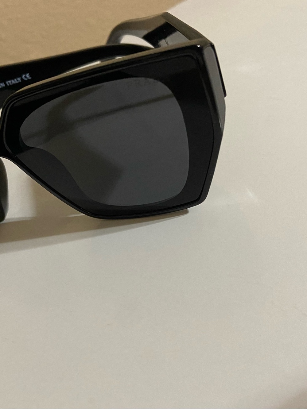 Prada Black Sunglasses with Gold Triangle Logo Plaque - Picture 4 of 4